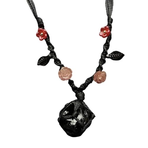 Obsidian Hexagram Anhänger - Schutzstein aus schwarzem Obsidian | Halskette aus unregelmäßigem Obsidian | handgewebte Armbänder aus schwarzem Stein für Frauen, Männer, Jugendliche, Jugendliche von Genérico