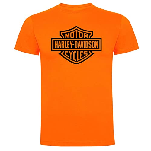 Orange Harley Davidson Logo Herren 100% Baumwolle, orange, XL von Genérico