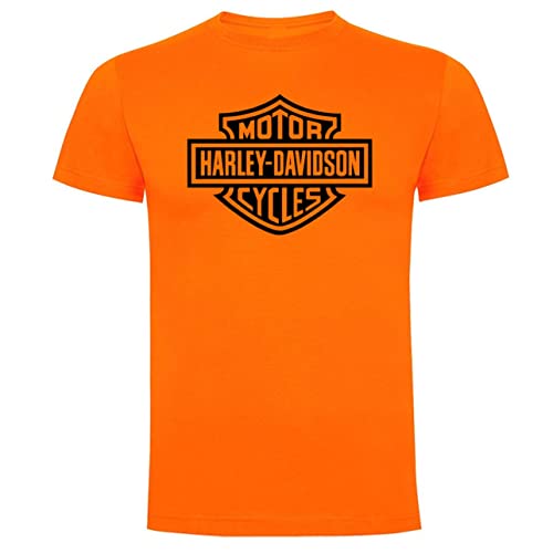 Orange Harley Davidson Logo Herren 100% Baumwolle, orange, XXL von Genérico