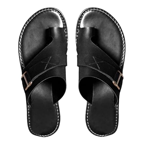 Orthopädische Sandalen für Damen, Sandalen mit Fußgewölbeunterstützung, rutschfest, bequem, für Reisen, Pool, Wandern und , Schwarz F, 39 EU X-Ancho von Genérico