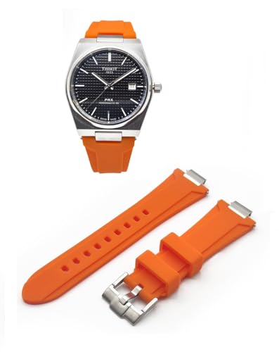 PRX One More Armband aus Gummi, kompatibel mit Tissot Power Matic und Quarz, 40 mm, 35 mm, Schnellverschluss, Farbe: Schwarz, Orange, Blau, Grün, Cassa 40mm von Generico