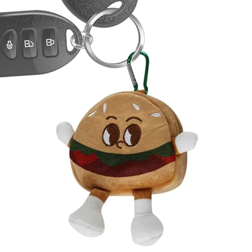 Plüsch-Münzen-Püse - Lustiges Toast-Burger-Design, niedliche Cartoon-Schlüssel-Tasche | Wickeltasche mit Reißverschluss für Frauen, Männer und Kinder, Geldbörse D, Hamburger, Consulte la descripción von Genérico