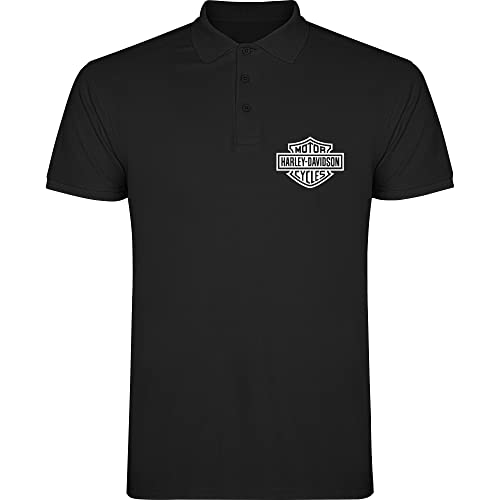 Polo Harley Davidson Logo T-Shirt Schwarz Herren 100% Baumwolle Größen S M L XL XXL, Schwarz , XL von Genérico