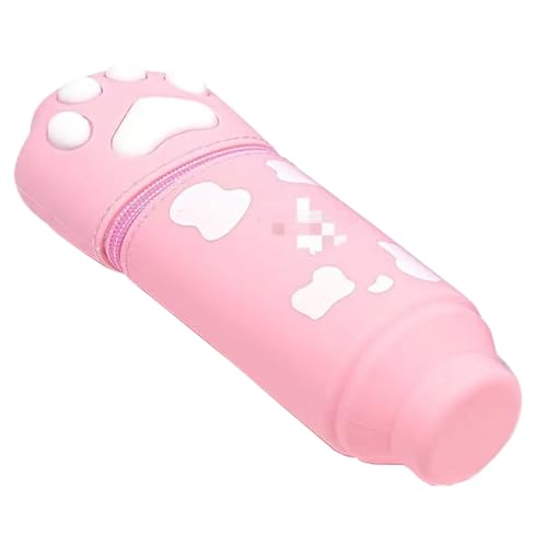 Pop-Stiftetui | niedlicher Katzenhalter mit Cartoon-Motiv | Schreibwarenbox für Katzenpfoten, Silikonbox mit Silikonstift, Pink, Consulte la descripción, Siehe Beschreibung von Genérico