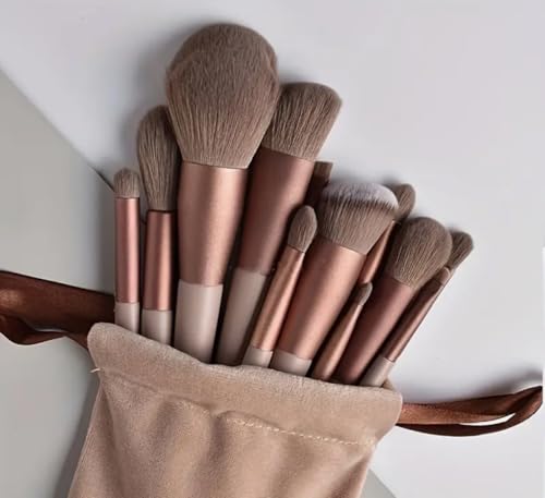 Professionelles Make-up-Pinsel-Set, 13-teiliges Make-up-Pinsel-Set inklusive Foundation-Pinsel, Make-up-Pinsel, Lidschattenpinsel, mit tragbarer Tasche für Frauen und Mädchen von Genérico