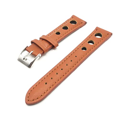 Racing Rallye Armband mit Löchern aus echtem Leder 18 19 20 21 22 mm Schwarz Braun Größe und Farben zur Auswahl, Schnellverschluss, 18mm von Generico