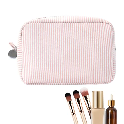 Reise-Make-up-Tasche – großer offener Kosmetik-Organizer – tragbare Kosmetiktasche mit Reißverschluss, ästhetisches Design für Camping, rot, Consulte la descripción, Siehe Beschreibung von Genérico