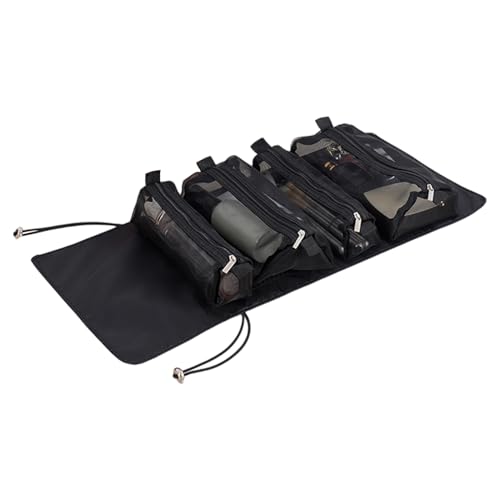 Roll Up Toiletry Bag - Hängende Toiletry Bag | 53 x 22 x 5 cm | Makeup Pouch Organizer | Travel Makeup Organizer, Foldable Packing Organizer for Women, Toiletry Case For Urlaub Business Trips, schwarz von Genérico