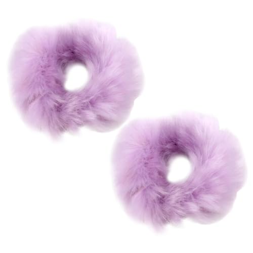 Scrunchies für pelziges Haar, elastische Haarschleifen, Haargummis aus synthetischem Kaninchenfell | -Pferdeschwanzhalter für Frauen oder Mädchen | elastische Schleifen und Esp von Genérico