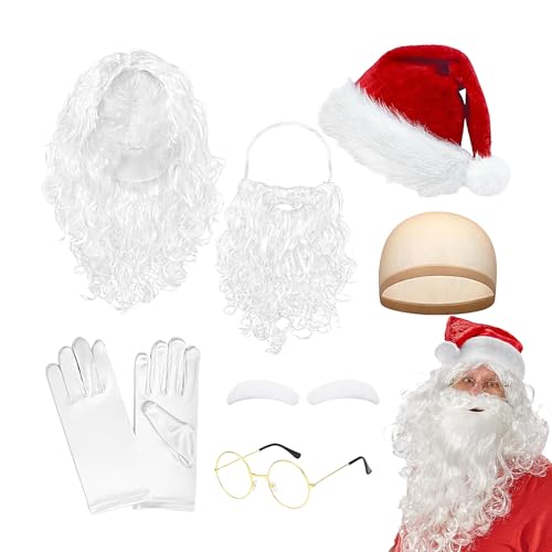 Set aus Bart und Perücke für Weihnachtsmann, Cosplay, für Männer, Frauen und Jugendliche, Weihnachtsmann-Kostüm Set aus Bart und Perücke für Weihnachtsmann, Cosplay, für Männer, Frauen und Jugendliche, Weihnachtsmann-Kostüm von Genérico