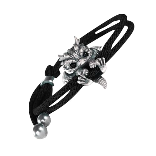 Silber's Dragon Armband für Damen | Vintage- -Armband | süßes Armband | verstellbares Metallarmband 9 cm 8 g in Rot Blau Grün Symbol Schwarz für Widerstandsfreiheit, Consulte la descripción von Genérico