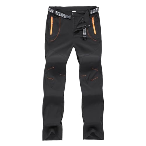 Softshell-Hose für Herren, winddicht, lange Arbeitshose, Outdoor, mehrere Taschen, normale elastische Cargohose für Herren, Schwarz , M von Genérico