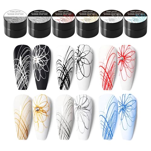 Spinnengel für Nägel – Spinnengel 6 Farben | Mehrzweck-Gel für Nägel | Nagelziehgel | kleines Gel Liner Gel Nagellack für Nägel Papier Telefonbox von Genérico