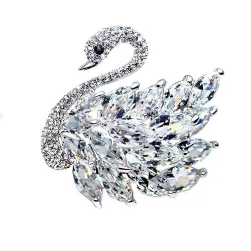 Swan Bullock Brosche Wasserdiamant Tier Brosche Damen Brosche Kleid Schmuck Zubehör, 5cm, Metall von Genérico