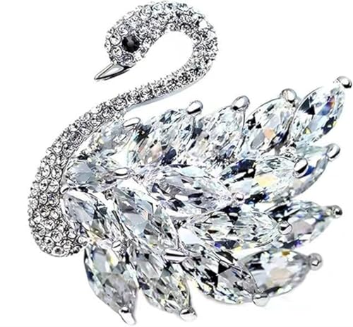 Swan Bullock Brosche Wasserdiamant Tier Brosche Damen Brosche Kleid Schmuck Zubehör, 5cm, Metall von Genérico