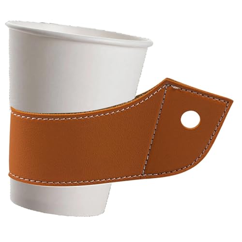 Tassenärmel - Kaffeetassenärmel | Takeaway Cups | Tragbare Tassenschutzärmel mit ergonomischen Griffen der Tassen-Tassen aus PU-Leder von Genérico