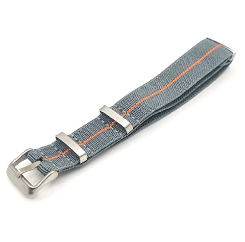 Uhrenarmband Nato Elastic G10 doppelte Sicherheitsschlaufe Komfort 18 mm 20 mm 22 mm Grün Rot Gelb Schwarz Grau Orange Beige Blau Militär Vintage Army 007, 20mm von Generico