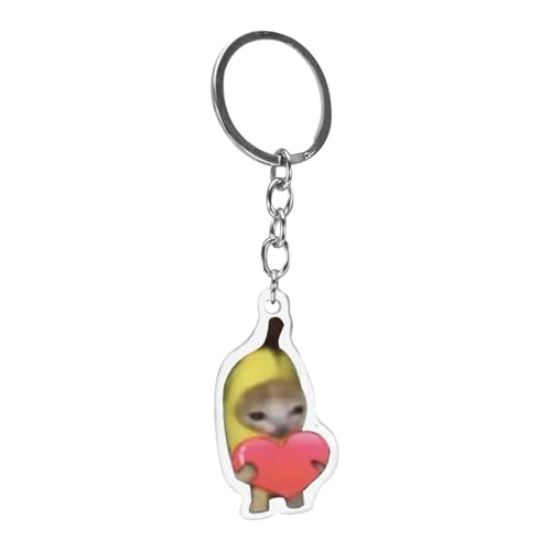 Unisex-Schlüsselanhänger in Fruchtform mit Weinender Katze - 2D-Schlüsselanhänger-Klickerspielzeug aus Acryl Mit Umhängeband Für Autoschlüssel, Rucksäcke, Handtaschen, Kinder Und| Schlüsselanhänger | von Genérico