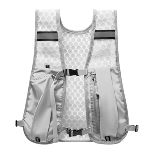 Vest de la Fitness-Paket aus Nylon, reflektierende Brusttasche, leichte Trinkweste, verstellbarer Handyhalter für Männer, Hellgrau, Consulte la descripción, Siehe Beschreibung von Genérico