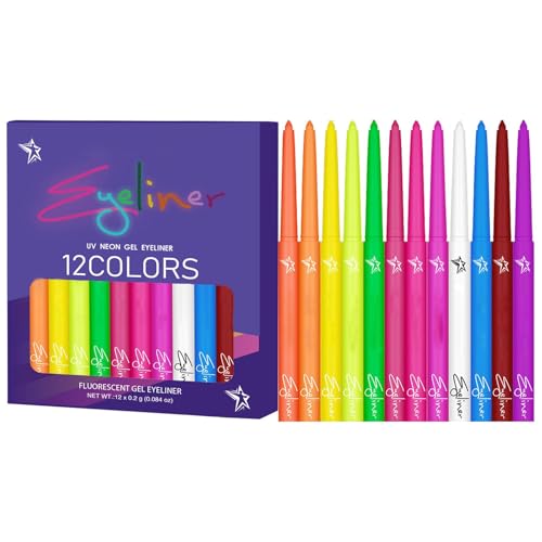 12 Farben Flüssiger Eyeliner - Neon UV Liquid Eyeliner Set | Bunte Eyeliner Stifte | Farbenfrohe Pigmentgrafiken Liner, Wasserdicht und schmutzabweisend, Schnell trocknend von Générique