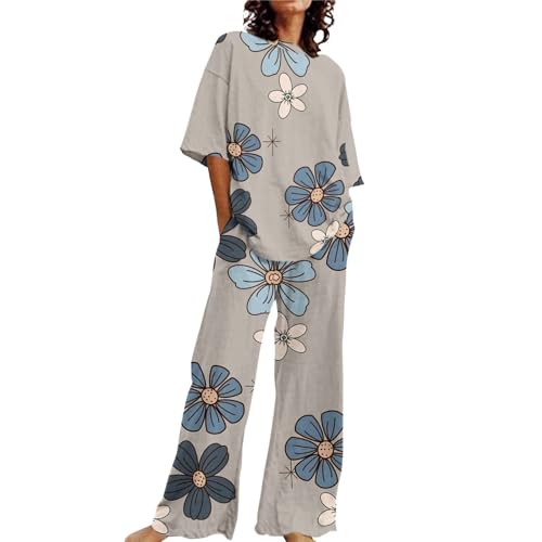2 Stück kurze Pyjamas für Damen, lockere Hose, Loungewear, für Damen, Sommer-Pyjama, zweiteilig, für Damen, Sommer-Shorts, Nachthemd, 04 # Grau, 54 2 Stück kurze Pyjamas für Damen, lockere Hose, Loungewear, für Damen, Sommer-Pyjama, zweiteilig, für Damen, Sommer-Shorts, Nachthemd, 04 # Grau, 54 von Générique