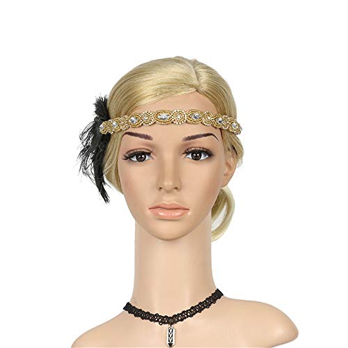 2024 AI - Flapper Headband Headpiece Great Headdress 1920 Vintage Brille Schießen (Gold, One Size) von Générique