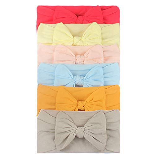 2024 AR – Mädchen 6 Stück Haar-Accessoires Stirnband Kleinkind Band Kopfbedeckung Baby Bow Turban Baby Care Haarband Schleife Krawatte (D, One Size) von Générique