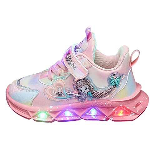 2024 Christmas Christmas Kinder Sportschuhe mit Lichtern Atmungsaktiv Prinzessin leichte Beleuchtung Casual Kinder bis Nachtschuhe Licht Mädchen Gold Fußball Sneaker, Rosa, 25 EU von Générique