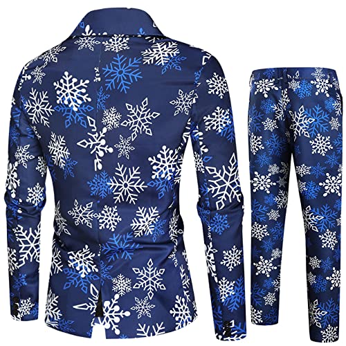 2024 Weihnachten Set mit zwei Hosen für Herren, bedruckt, Weihnachtsanzug, lässig, für Herren, blau, 4XL von Générique