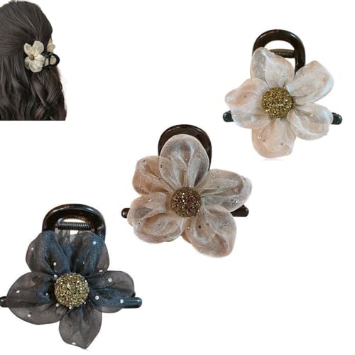 3 Stück Haarspangen aus Blumen, starke Haftung, rutschfest, für dickes Haar, Damen, Haarzubehör, dekorativ, 3 Farben von Générique