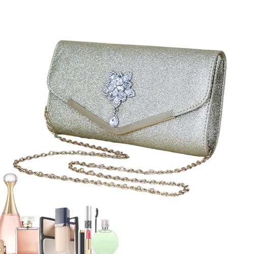 Abendtaschen für Damen, Hochzeitstasche mit Kette – Magnetverschluss Handtasche Schultergurt elegant für Mädchen Freundin Schwester, gold, Se référer au descriptif von Générique