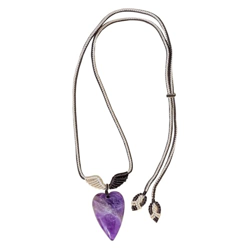 Amethyst-Anhänger, Halskette aus Amethyst, Halskette aus Naturstein, Amethyst in Form der Liebe – einzigartiger Amethyst für Männer und Frauen, tägliches Outfit verbessert die Körperanpassung von Générique