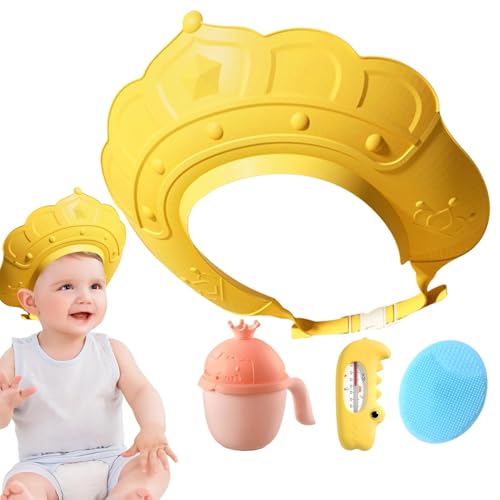 Badekappe, Badekappe - Badekappen-Visier mit Wassertemperaturanzeige und Shampoo-Becher | Shampoo-Kappe mit Shampoobürste, schützt Ohren und Augen von Générique