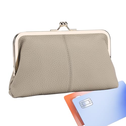 Baiser Lock Geldbörse für Frauen – kompakte Geldbörse aus Leder, elegante Mini-Tasche | Vintage-Rahmenverschlusskupplung, bedruckter Taschenhalter, schicker Organizer, elegante Handtasche von Générique