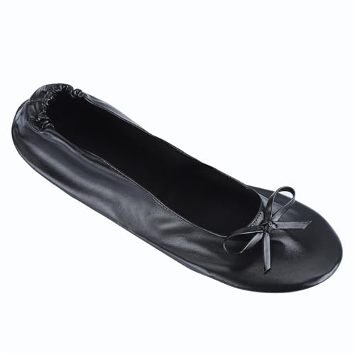 Ballerinas für Damen, kleiner Absatz, Ballerinas, Damen, bequem, flache Schuhe für Damen, mit runder Spitze, Spitzspitze, flache Schuhe, Schleife, gekreuzte Riemen, klassisch, flach, Le Noir A, 45 EU von Générique