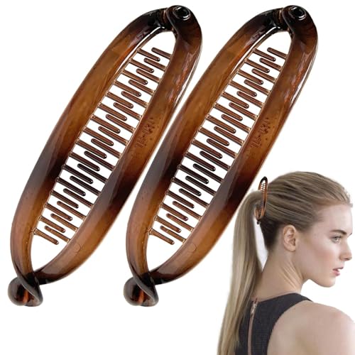 Bananen-Haarspangen für Damen, Bananenhaarspange – Doppelkralle Clips, Clincher Combs Barrets | 2 x Mode-Accessoires, starke Haarspange für Frauen und Mädchen von Générique