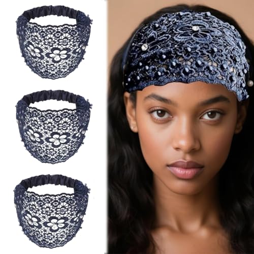 Boho-Spitzen-Haarband, Perlen-Haarband, luxuriöses Haar-Accessoire mit floralem Spitzenbesatz, ideal für Urlaub und Alltag (Stil E, Einheitsgröße) von Générique