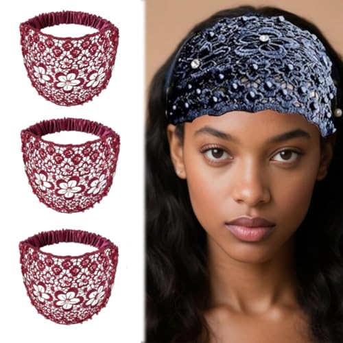 Boho-Spitzen-Haarband, Perlen-Haarband, luxuriöses Haar-Zubehör mit floralem Spitzenbesatz, ideal für Urlaub und Alltag (Stil A, Einheitsgröße) von Générique