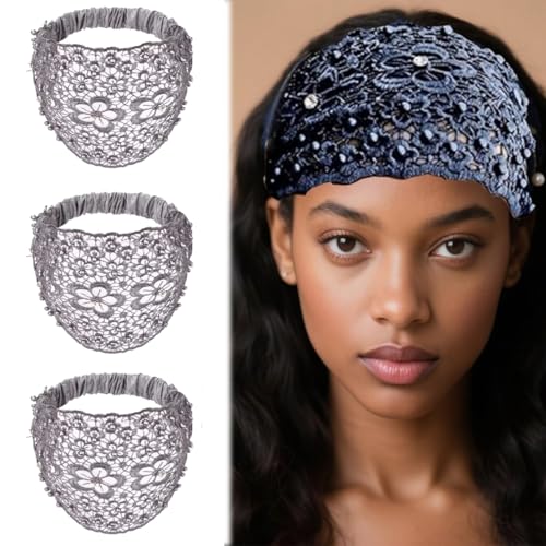 Boho-Spitzen-Haarband, Perlen-Haarband, luxuriöses Haar-Zubehör mit floralem Spitzenbesatz, ideal für Urlaub und Alltag (Stil D, Einheitsgröße) von Générique