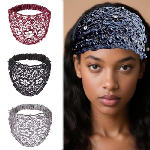 Boho-Spitzen-Haarband, Perlen-Haarband, luxuriöses Haar-Zubehör mit floralem Spitzenbesatz, ideal für Urlaub und Alltag (Stil G, Einheitsgröße) von Générique