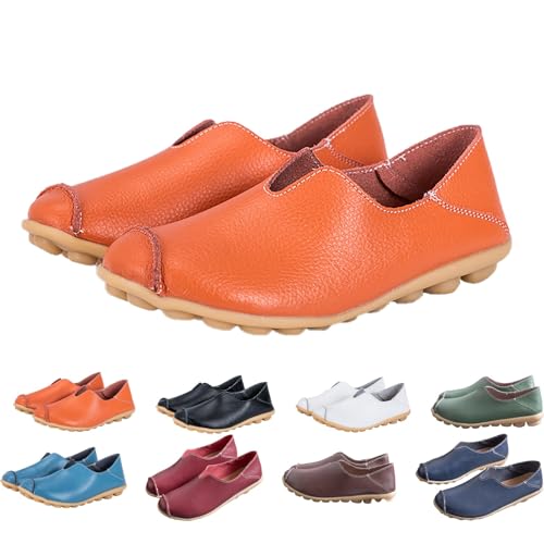 Bootsschuhe für Damen – Wanderschuhe, ohne Schnürsenkel, Espadrilles, einzigartiger Absatz, Sneaker, Leder, lässig, bequem, niedrige Schuhe, Slip-Ins, großer Eingangsschuh, Orange, 38 EU Bootsschuhe für Damen – Wanderschuhe, ohne Schnürsenkel, Espadrilles, einzigartiger Absatz, Sneaker, Leder, lässig, bequem, niedrige Schuhe, Slip-Ins, großer Eingangsschuh, Orange, 38 EU von Générique