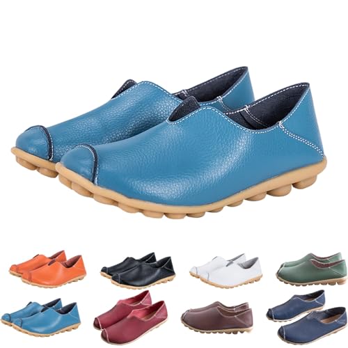 Bootsschuhe für Damen – Wanderschuhe, ohne Schnürsenkel, Espadrilles, einzigartiger Absatz, Sneaker, Leder, lässig, bequem, niedrige Schuhe, Slip-Ins, großer Eingangsschuh, blau, 36 EU Bootsschuhe für Damen – Wanderschuhe, ohne Schnürsenkel, Espadrilles, einzigartiger Absatz, Sneaker, Leder, lässig, bequem, niedrige Schuhe, Slip-Ins, großer Eingangsschuh, blau, 36 EU von Générique