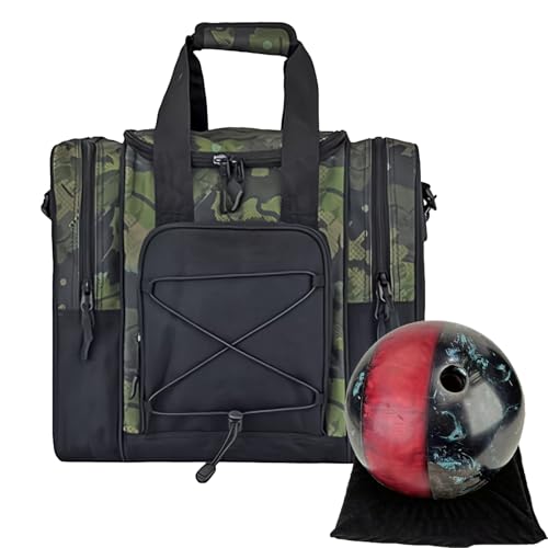 Bowling Ball Bag, Bowling Ball Tote Bag for 1 Ball, Multifunctional Handbag with Padded Interior and Adjustable Belt for Carrying Ball, Shoes, and Towel for Men and Women von Générique