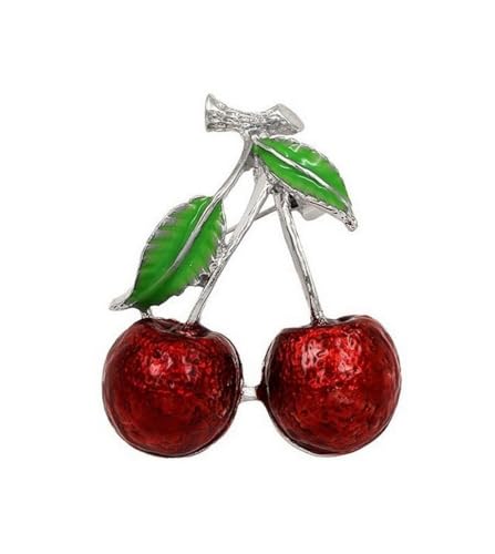 Brosche Schmuck Brosche rote Kirsche Stahl Silber, 3,8 x 3,5 cm, Edelstahl von Générique