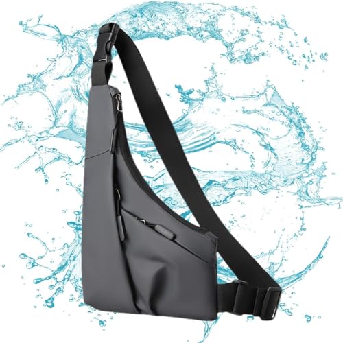 Brusttasche für Männer und Frauen, Bauchtasche, wasserdicht, verstellbare Träger, Laufgürtel, dreieckige Form, kompakt, grau, Se référer au descriptif, Siehe Beschreibung von Générique