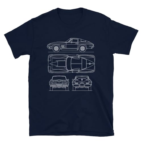 Chevy Corvette C2 63 Sting Ray Herren T-Shirt Sportscar Blueprint T-Shirt, blau, XL von Générique