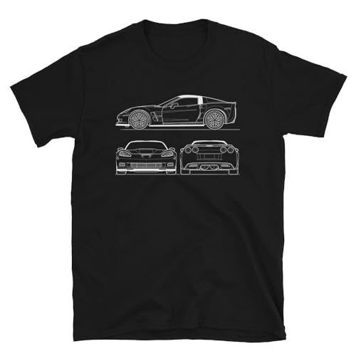Chevy Corvette C6 ZR1 Herren T Shirt Roadster Blueprint Race Automotive T-Shirt, Schwarz , XXL von Générique