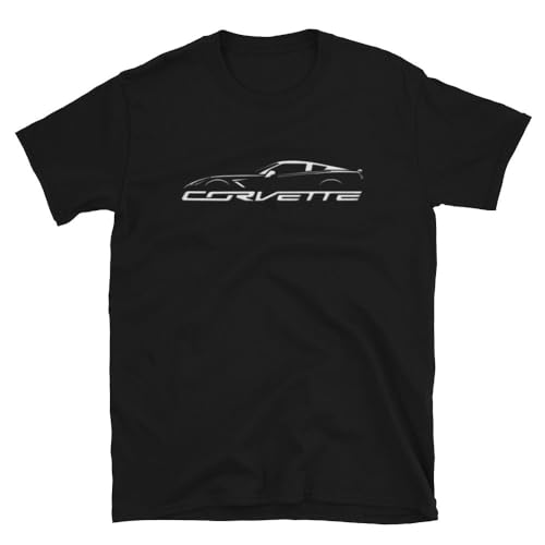 Chevy Corvette Outline C7 C8 C6 Racing Cars T-Shirt für Herren, American Roadster, Schwarz , M von Générique