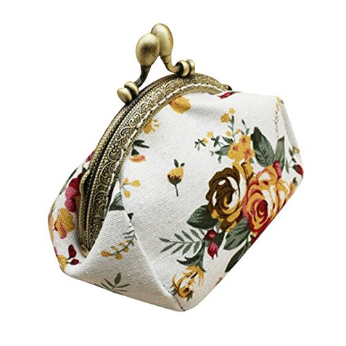 Christmas 2024 Clutch Lady Wallet Flower Retro Purse Women Bag Small Vintage Hasp Wallet Schlüsselanhänger Original, weiß, one size von Générique