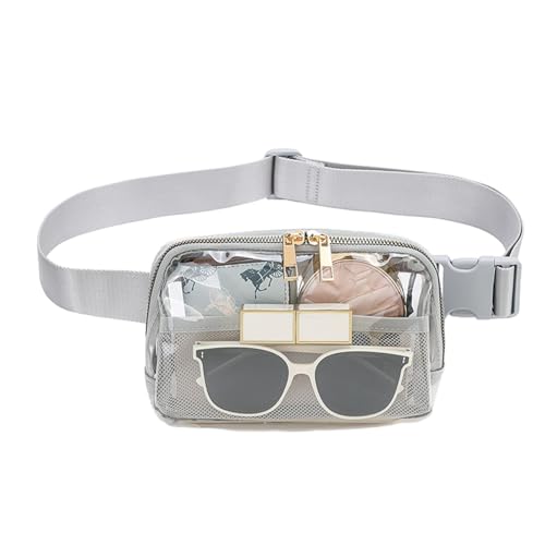 Clear Fanny Pack Damen – Soupche Sportliche transparente tragbare Handtasche Tragetasche verstellbar leicht | Brusttasche, transparent, hart, grau, Se référer au descriptif, Siehe Beschreibung von Générique